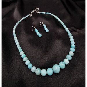 Amazonite Necklace & Earrings Set With 925 Sterling Silver Clasps